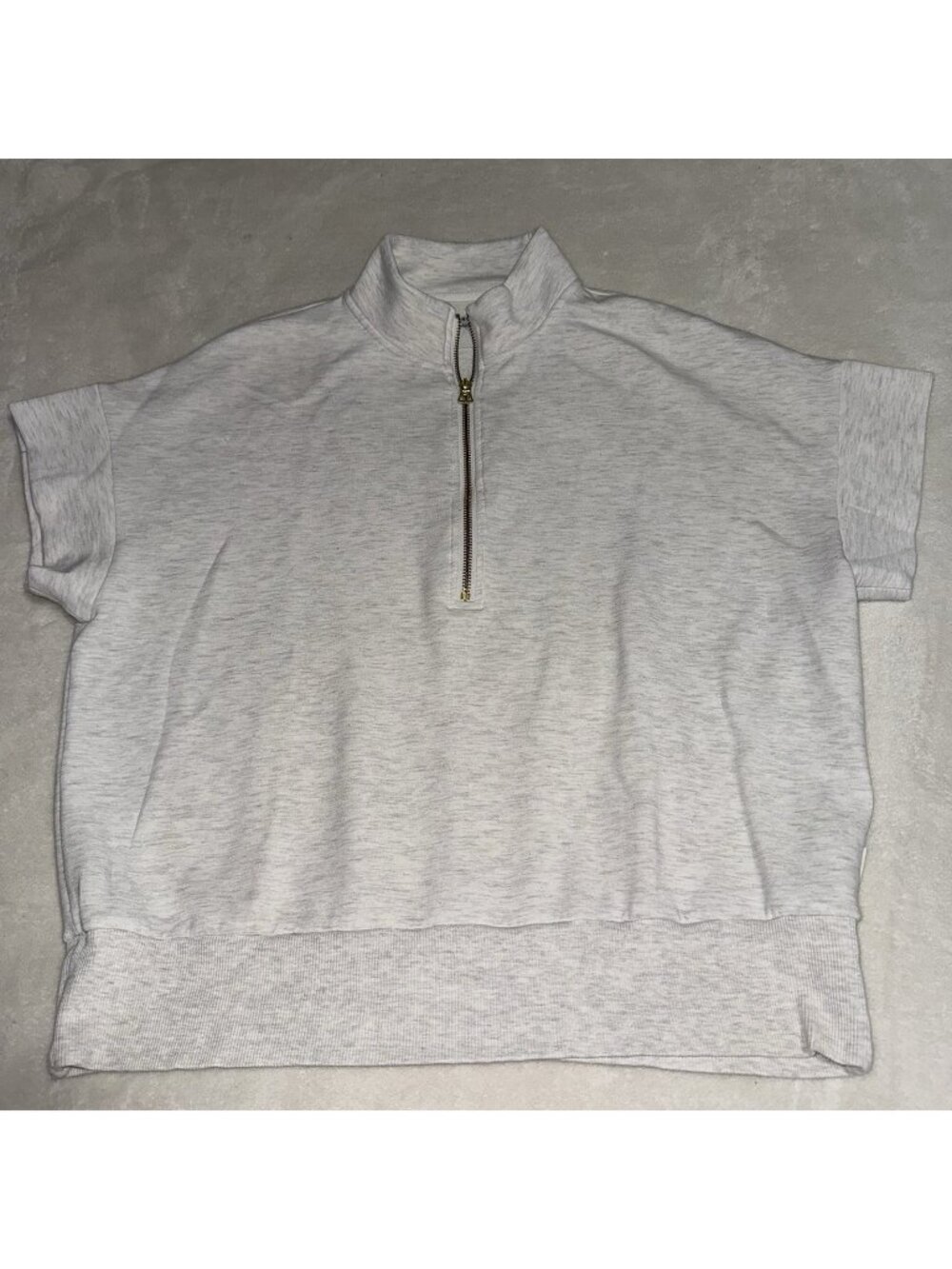 Varley DoubleSoft Womens Medium Gray Short Sleeve 1/4 Zip Pullover Top